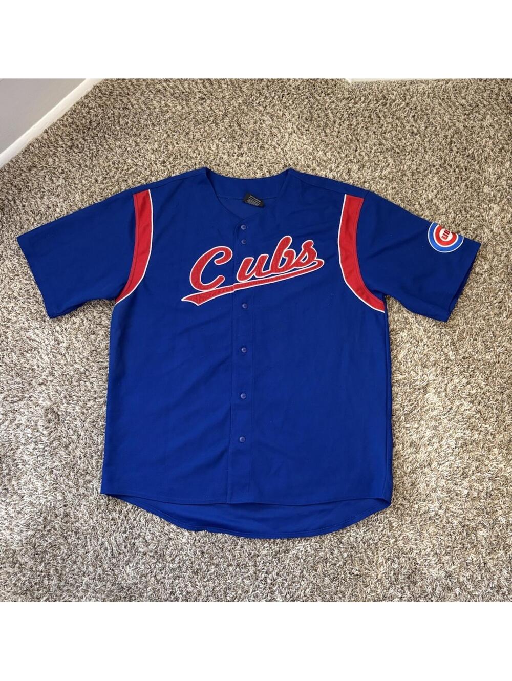 Chicago Cubs Stitches MLB Baseball Jersey Blue Red Men’s Size 2XL Used